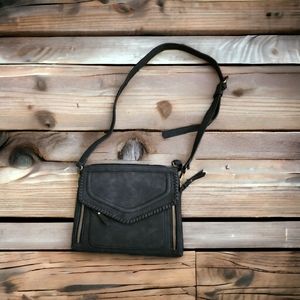 Cute black Suede/faux leather shoulder bag purse size 8 x 9.5